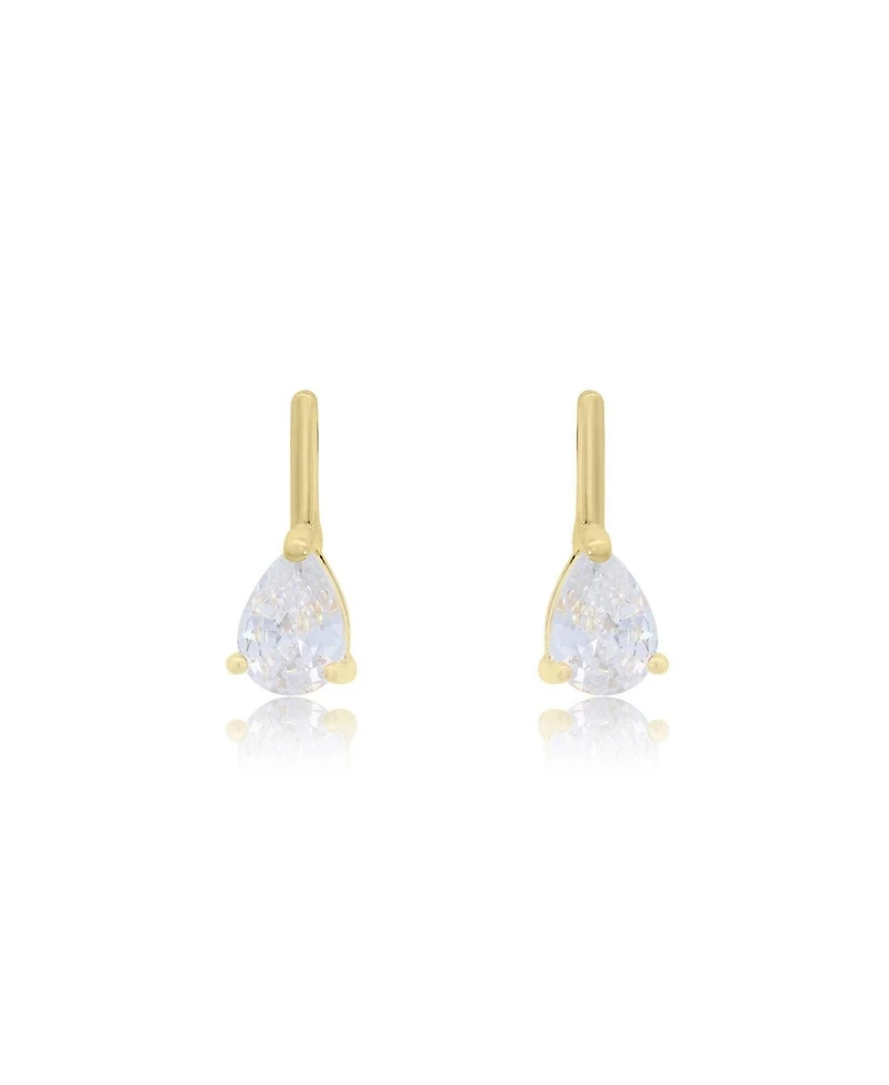 The Lovery Cz Pear Bar Drop Earrings 14K Gold-Plated Sterling Silver