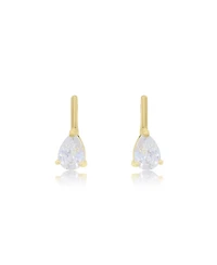 The Lovery Cz Pear Bar Drop Earrings 14K Gold-Plated Sterling Silver