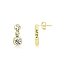 The Lovery Cz Triple Bezel Drop Earrings 14K Gold-Plated Sterling Silver