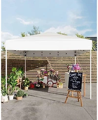 homfan Heavy Duty Pop Up Canopy Tent One-Button Easy Setup, Adjustable Height, Uv Protection, Sidewall, Roller Bag, 4 Weight Bags