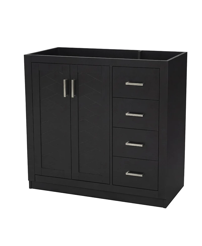 Sillysis Modern Freestanding Bathroom Vanity without Top, Solid Wood Frame, 3 Drawers Storage