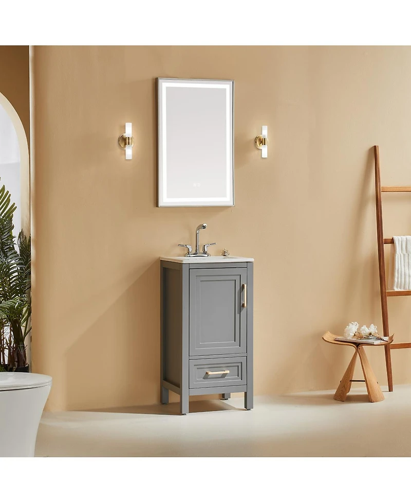 Sillysis Modern Bathroom Vanity with Ceramic Sink, Fully Assembled Cabinet, Soft Close Doors, Two Handle Options