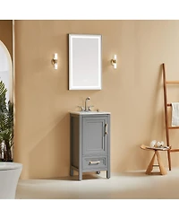 Sillysis Modern Bathroom Vanity with Ceramic Sink, Fully Assembled Cabinet, Soft Close Doors, Two Handle Options