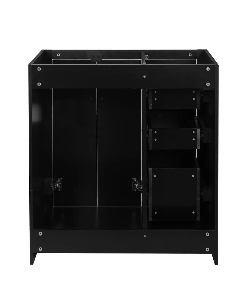 Sillysis Modern Freestanding Bathroom Vanity without Top, Solid Wood Frame, 3 Drawers Storage, Soft Close Doors