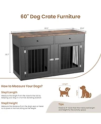 homfan Dog Crate Tv Stand, Heavy Duty Pet Kennel Furniture with 2 Drawers, Indoor Cage End Table for Small to Medium Dogs
