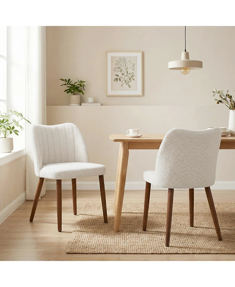 homfan Set of 2 Wooden Dining Chairs - Upholstered Modern Fabric Kitchen with Back for Kitchen, Living Room, or Restaurant
