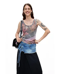 Desigual Women's Long pleated denim skirt