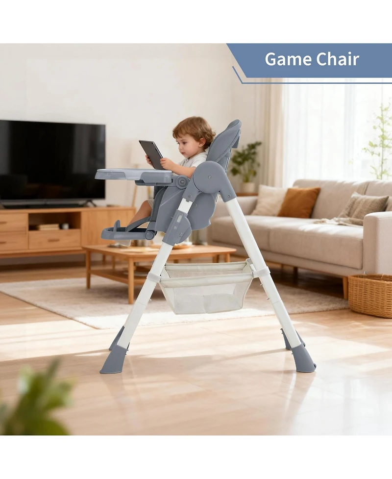 homfan Dining Chairs for Babies and Toddlers, Baby High Chair with Adjustable Height and 3-Position Removable Tray, Easy Clean Pu Cushion