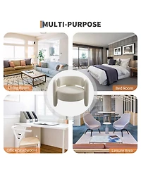 homfan Modern Chenille Accent Armchair – Cozy Round Armrest Lounge Chair, Soft Upholstered Seating for Living Room, Bedroom, Office, or Cafe