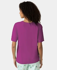 Hue Women's Short-Sleeve Cotton Candied Boxy Pajamas Top
