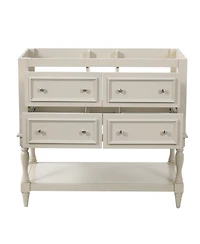 Sillysis 36 Inch Classic Bathroom Vanity without Top, Solid Wood Mdf Cabinet, 4 Drawers, Open Shelf Storage