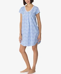 Eileen West Women's Cotton Jersey Knit Cap-Sleeve Sleep Shirt