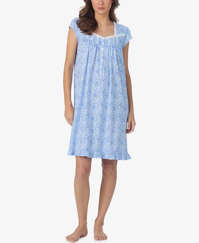 Eileen West Women's Floral Print Cap-Sleeve Short Nightgown