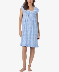 Eileen West Women's Floral Print Cap-Sleeve Short Nightgown
