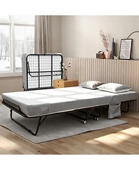 homfan Portable Folding Bed with 5 Inch Memory Foam Mattress, Metal Frame, 4 Rolling Casters, No Assembly Required, Foldable Guest Bed