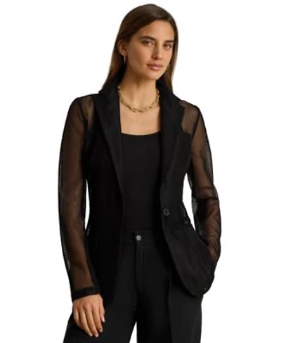 Lauren Ralph Lauren Womens Mesh Single Button Blazer