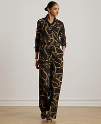 Lauren Ralph Women's Classic Fit Belting Print Shirt
