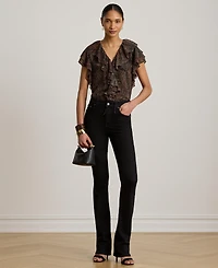Lauren Ralph Women's Paisley Ruffle-Trim Georgette Blouse