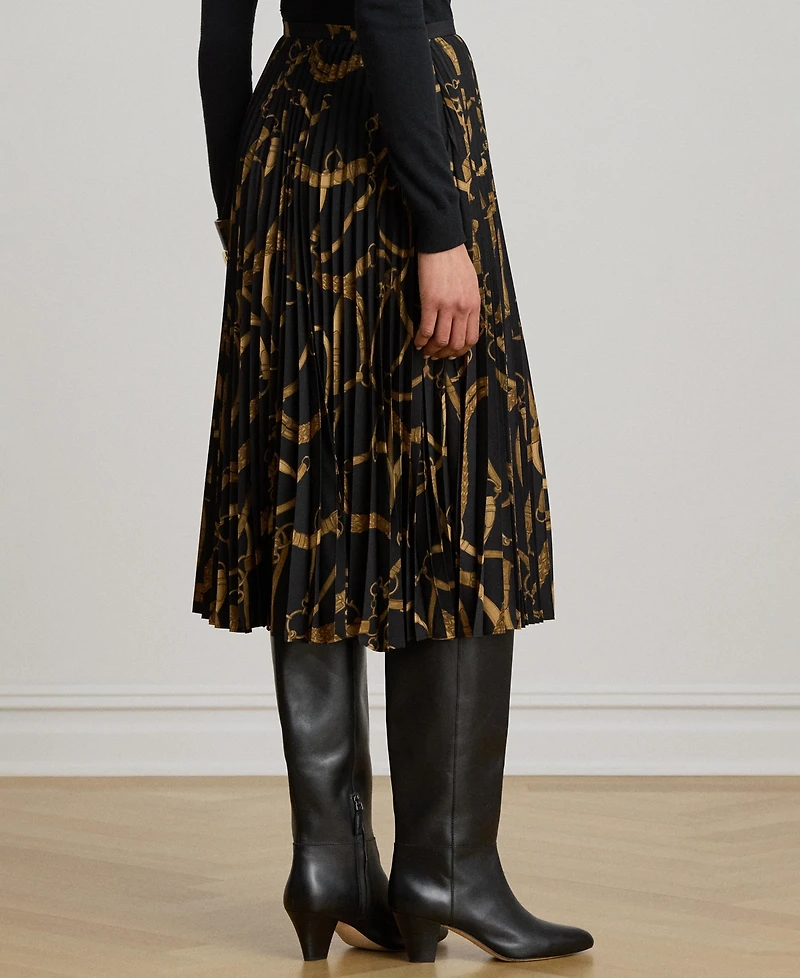 Lauren Ralph Women's Belting Print Pleated Skirt