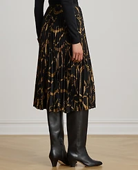 Lauren Ralph Women's Belting Print Pleated Skirt