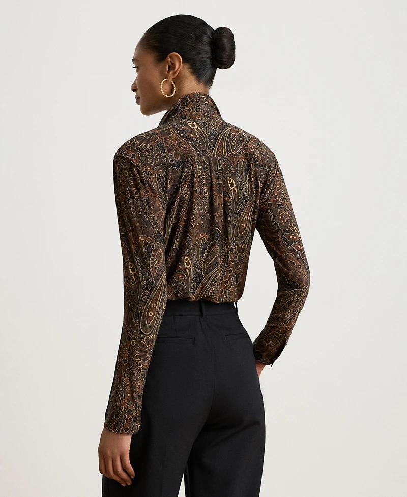 Lauren Ralph Women's Paisley Stretch Jersey Shirt