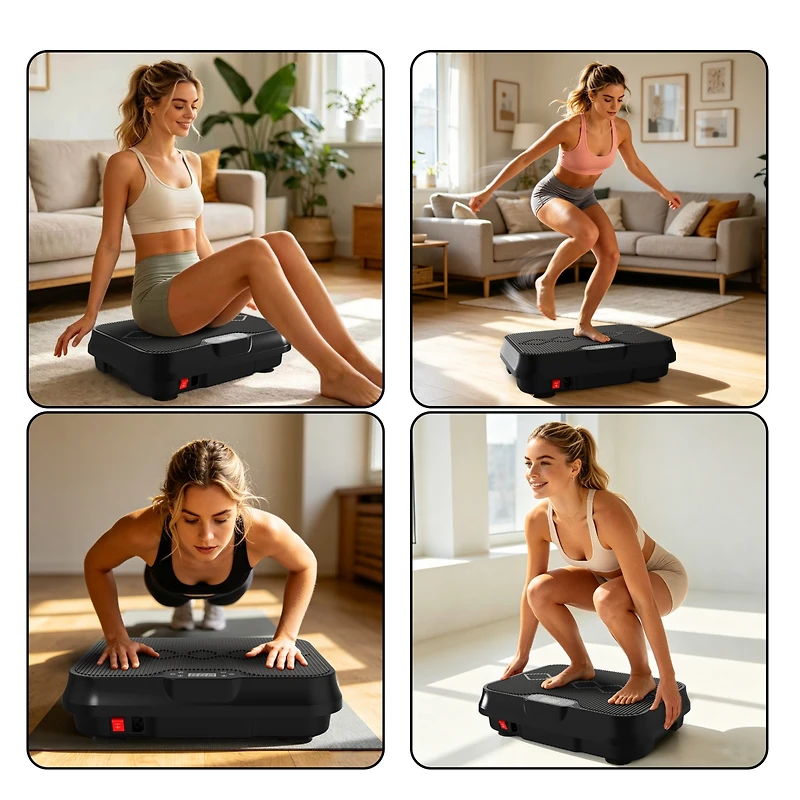Zeny Vibration Plate Exercise Machine, Whole Body Workout Platform with Remote Control, Resistance Bands, for Home Gym