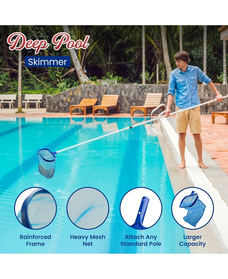 Xdovet Pool Skimmer Net Leaf Rake Set Heavy Duty Fine Mesh Deep Bag