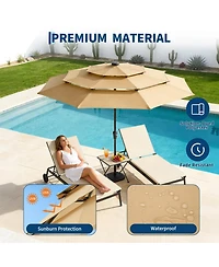 homfan Solar Led Outdoor Patio Umbrella, Ventilated Canopy, Tilt and Crank System, 8 Stable Ribs, for Pool, Deck Garden