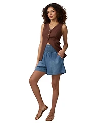 Ingrid + Isabel Maternity Smocked Soft Denim Short