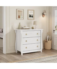 homfan 3 Drawer Dresser, Modern Dresser for Bedroom, Chest of Drawer with Metal Ring Pull Handles, Wooden Storage Cabinet for Living Room