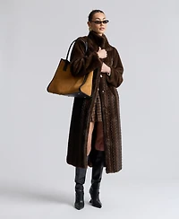 Avec Les Filles Women's Maxi Braided Faux Fur Coat