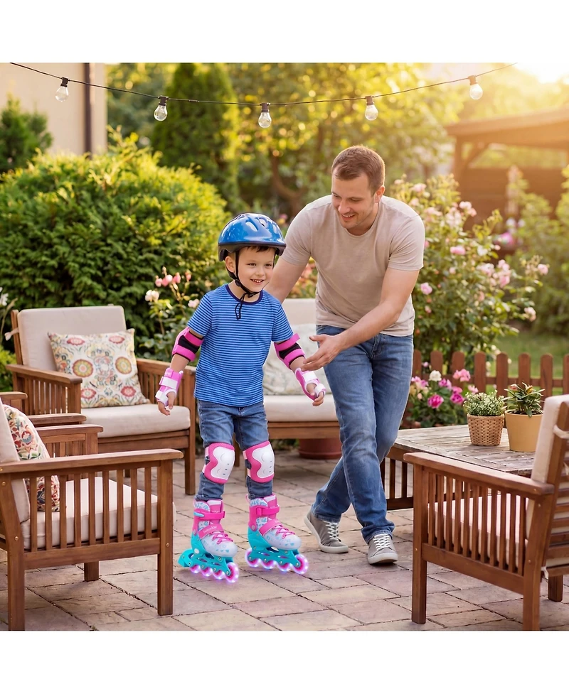 Costway Kids Inline Skates for Boys Girls, Adjustable Illuminating Roller Skates