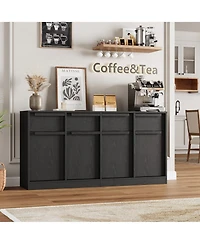 homfan Sideboard Buffet Cabinet with 4 Drawers, 62.4 Inch Large Coffee Storage, Modern Storage Table