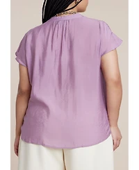 Eloquii Plus Textured Notch Collar Blouse