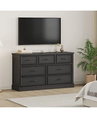 homfan 7 Drawer Dresser, 55 Inch Wood Chest of Drawers with Metal Handle for Bedroom Living Room Entryway