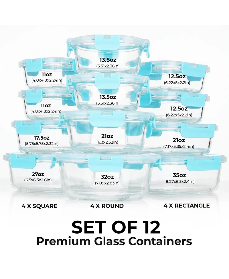 Zulay Kitchen 24 Piece Oven Safe Glass Storage Container Set with Lids
