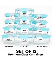 Zulay Kitchen 24 Piece Oven Safe Glass Storage Container Set with Lids