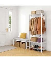 homfan Tall Clothes Rack With Adjustable Storage Shelves, Metal Clothing Rack for Hanging Clothes, for Bedroom, Laundry, Living Room