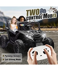 Yobtop 24V Kids Ride On Utv - 2 Seater with Parent Remote, 4WD Suspension, Led Lights, Music, Bluetooth, Storage for Kids 3+