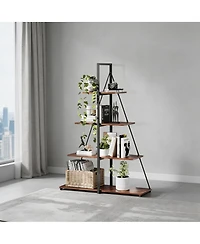 homfan 4-Tier A-Shaped Ladder Bookshelf, Triangular Structure Vertical Display Storage Shelf with Thickened Panel, Easy Assembly Home Organizer