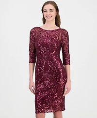 Tahari Asl Women's Beaded 3/4-Sleeve Sheath Dress