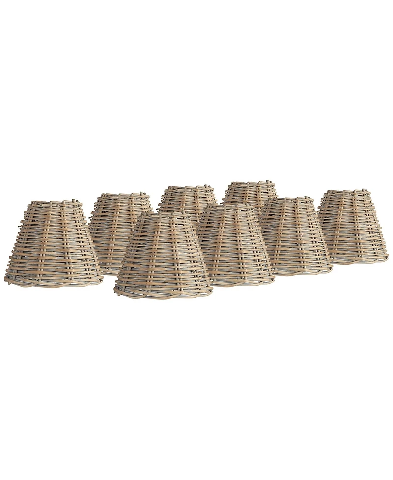 Springcrest 3" Top x 6" Bottom x 5" High x 5" Slant Chandelier Lamp Shade Replacement Set of 8 Wicker Clip On Candelabra