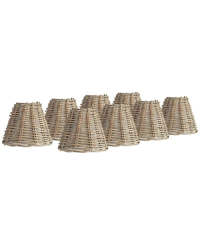 Springcrest 3" Top x 6" Bottom x 5" High x 5" Slant Chandelier Lamp Shade Replacement Set of 8 Wicker Clip On Candelabra