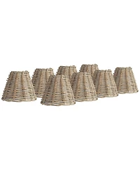 Springcrest 3" Top x 6" Bottom x 5" High x 5" Slant Chandelier Lamp Shade Replacement Set of 8 Wicker Clip On Candelabra