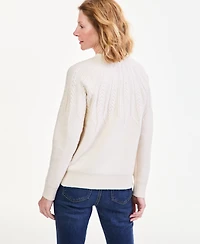 Style & Co Women's Petite Relaxed-Fit Parachute Cable Crew Sweater, Macy's Exclusive