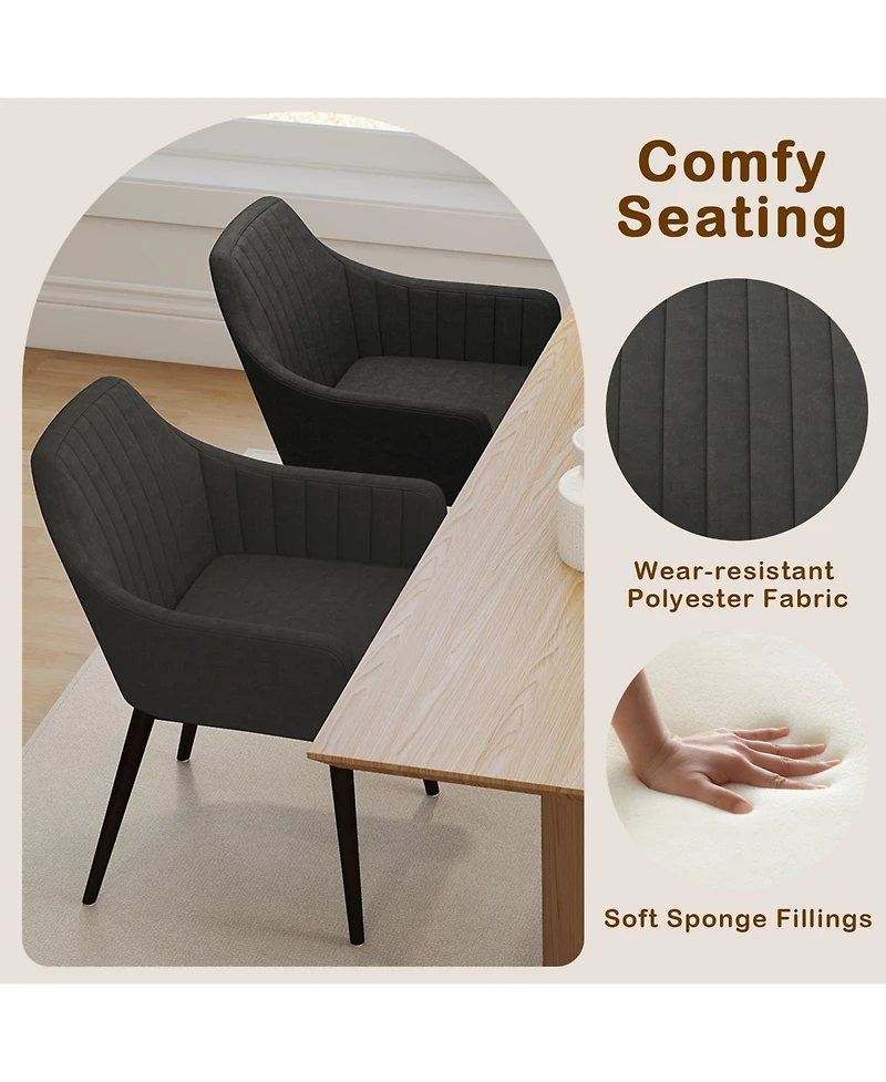 Sugift Dining Chairs Set of 2 Upholstered Accent Chairs with Comfy Padded Backrest and Seat