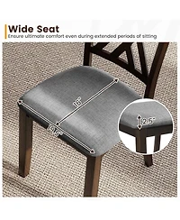 Sugift Linen Fabric Upholstered Wooden Dining Chair Set of 2 with Rubber Wood Frame for Dining Room