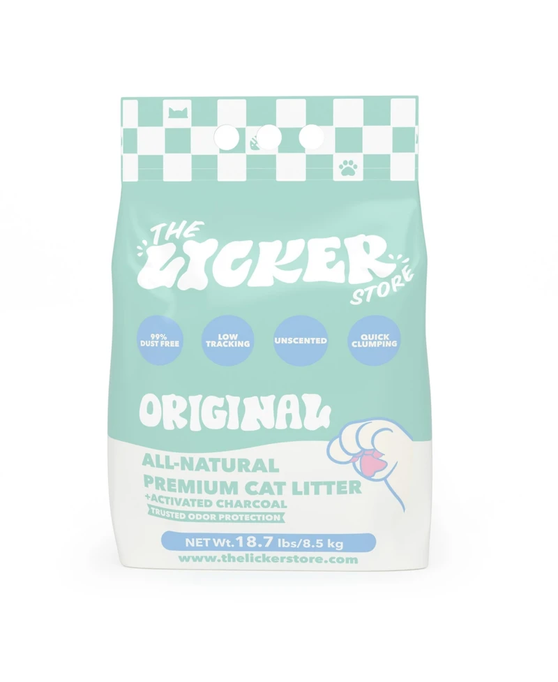The Licker Store Unscented Premium Clumping Bentonite Clay Cat Litter Activated Charcoal