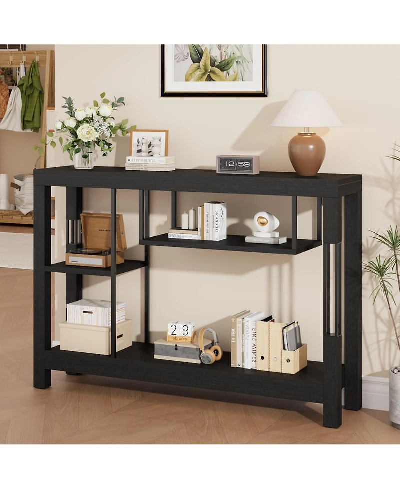 homfan Long Console Table, Mdf Wood Grain Rectangular Sofa Table Behind the Couch, Farmhouse Entryway for Entrance, Hallway, Living Room