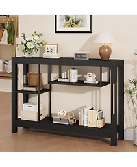 homfan Long Console Table, Mdf Wood Grain Rectangular Sofa Table Behind the Couch, Farmhouse Entryway for Entrance, Hallway, Living Room